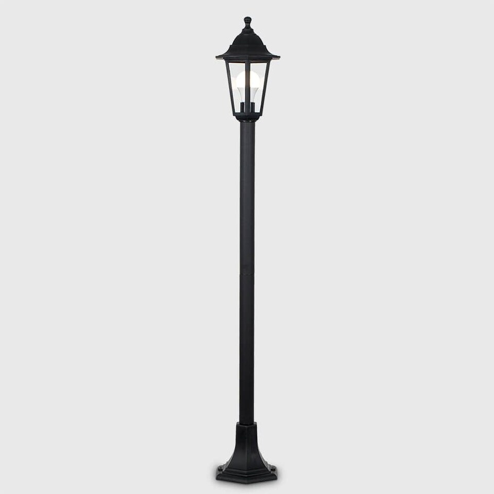 image 1 of ValueLights Traditional 1.2m Black IP44 Outdoor Garden Lamp Post Bollard Light - Includes 6w LED GLS Bulb 3000K Warm White | Black