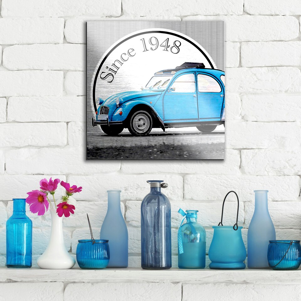 image 1 of Metal Art Ciroen 2CV Brushed Aluminium Print