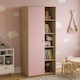 image 1 of Junior Vida Neptune 1 Door Wardrobe 5 Shelves & Clothes Rail, Pink & Oak