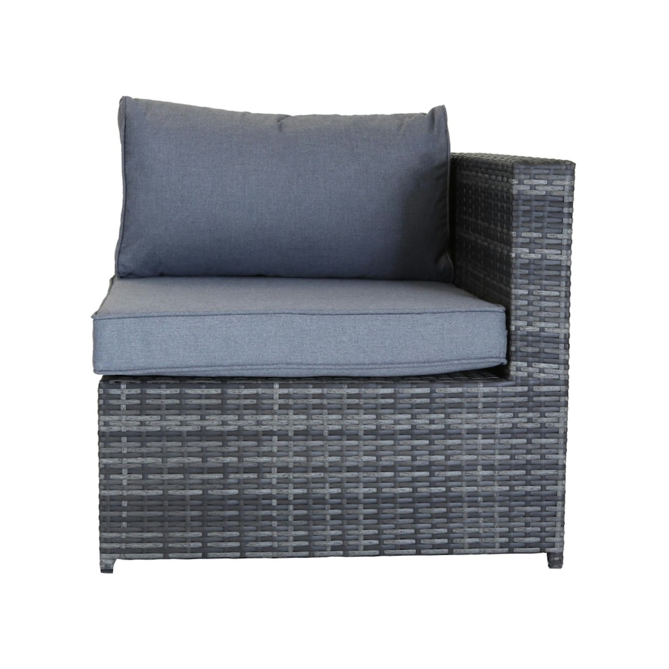 image 1 of Charles Bentley L-Shaped 3 Seater Outdoor Rattan Furniture Lounge Set Grey