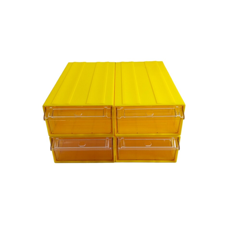 image 1 of Yellow Stackable Plastic Storage Drawers L322xW160xH87mm with Removable Compartments