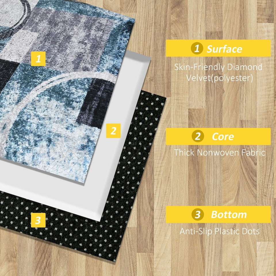 image 1 of HOMCOM Large Blue Area Rug, Geometric Carpet for Living Room Bedroom, 160x230cm