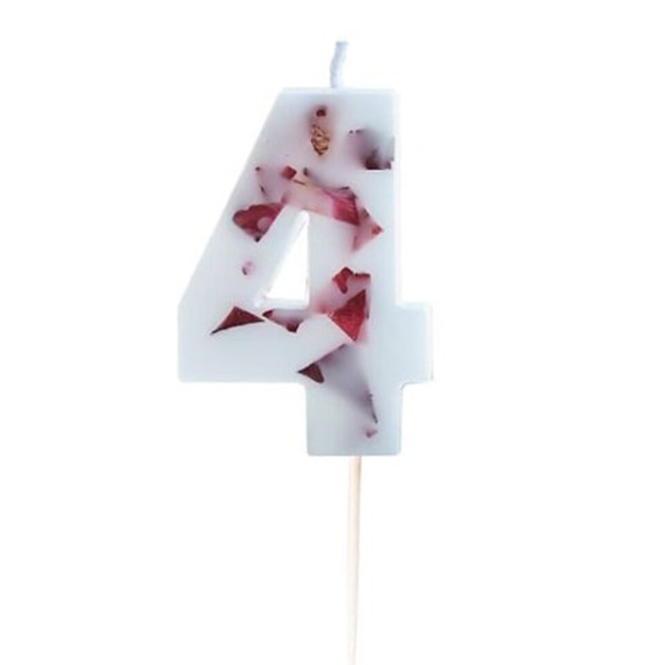 image 1 of Pressed Petal Number 4 Shaped Candle