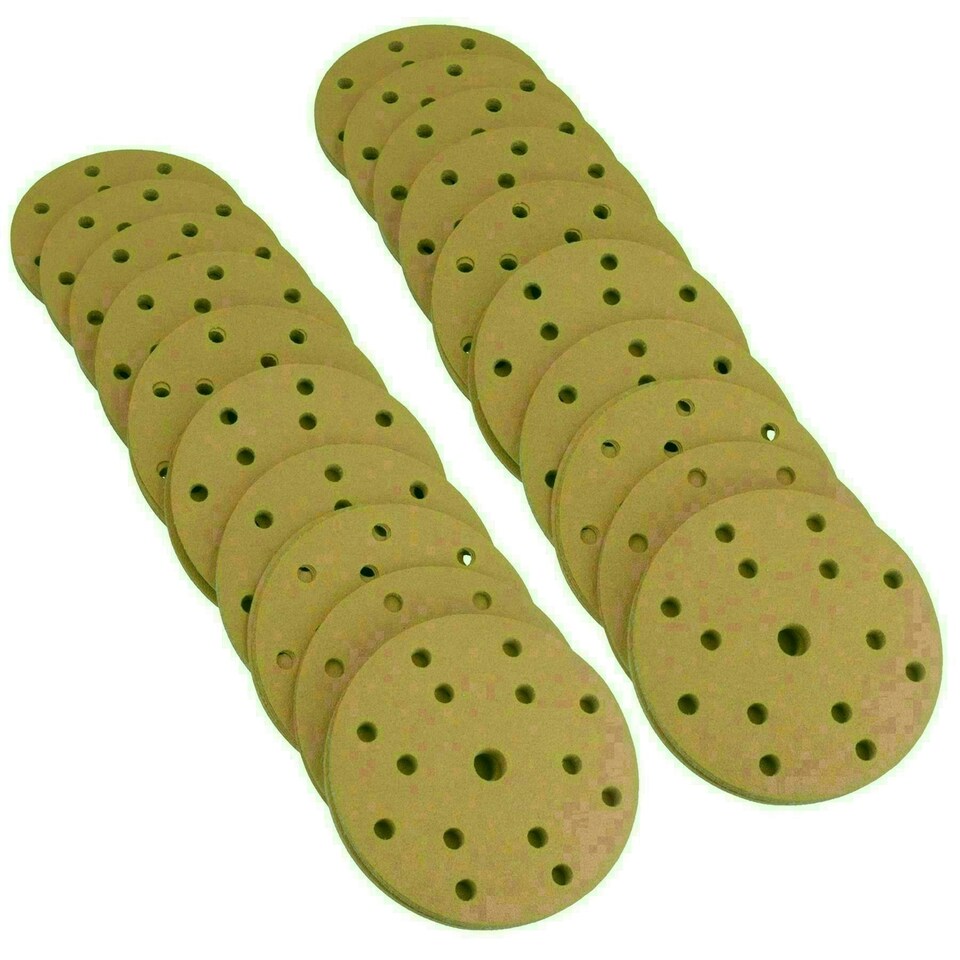 image 1 of 150mm Sanding Discs Aluminium Oxide Abrasive 120 Grit 15 Hole Hook + Loop 200pc