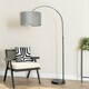 image 1 of ValueLights Louis Black Arched Floor Lamp with Grey Velvet and Metallic Chrome Inner Shade