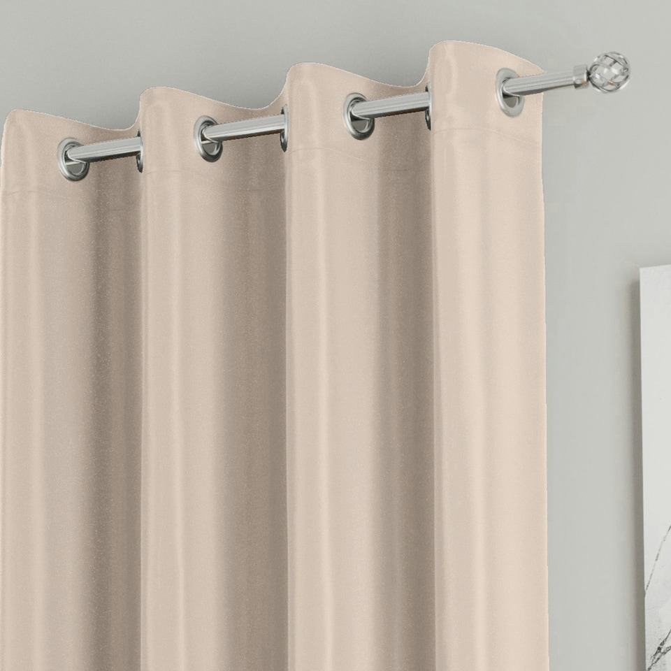image 1 of Supersoft Beige Curtains 46 x 72 inch (117 x 183 cm) Room Darkening Eyelet Thermal Noise Reducing Curtains for Bedroom and Living Room