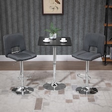 HOMCOM Modern Height Adjustable Counter Bar Table with 360 degree Swivel Tabletop and Electroplating Metal Base, Pub Desk for Living Room, Kitchen, Restaurant, Pub, Black and Silver