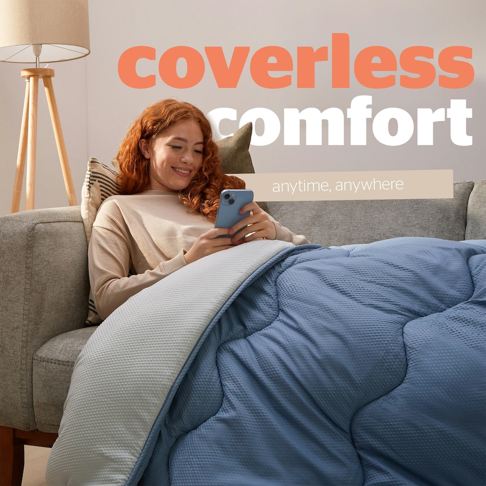 image 1 of Silentnight 10.5 Tog Seersucker Coverless Duvet and Pillowcase Set N/A | Blue/Grey | Single