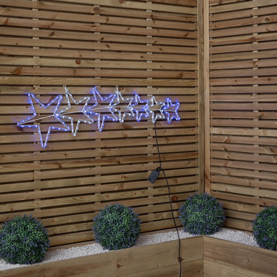 image 1 of 1.2m LED Rope Light 7 Star Silhouette Christmas Decoration in Cool White & Blue