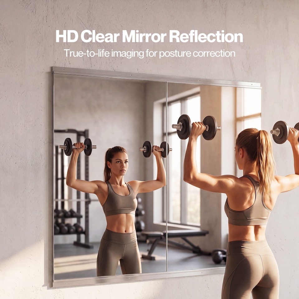 image 1 of Yezi Home Gym Mirrors Wall Mounted Large Full Body Mirror 2 PCS 120cm x 60cm