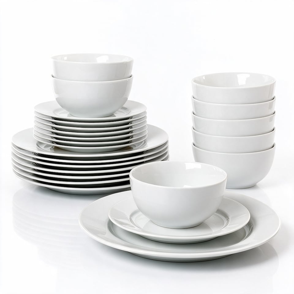 image 1 of 24pc White Rimmed Dinner Set