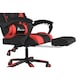 image 8 of Alivio Ergonomic Gaming Chair with Massage Lumbar Cushion & Retractable Footrest, PU Leather Video Game Chair (Red)