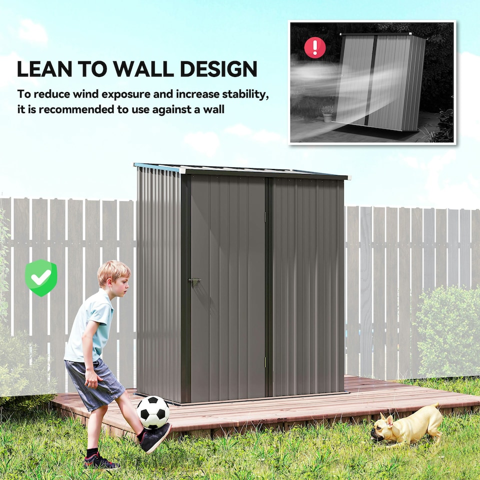 image 1 of Outsunny Outdoor Storage Shed w/ Lockable Door for Garden, Light Grey 
