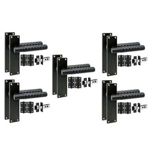 Golden Grace 5 Pairs Victorian Knurled Hex Cut Door Handle on Backplate Matt Black with 2.5" Latch & Hinges - 150mm x 40mm