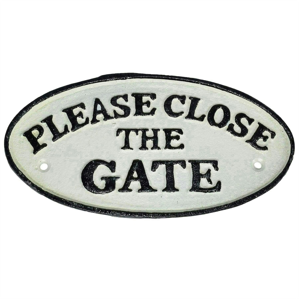 image 1 of Please Close the Gate Cast Iron Sign Plaque Wall Fence Gate Post Garden Home