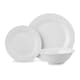 image 1 of Glim Glam Dinner Set Plates Bowls White Porcelain 18pc Set Rim