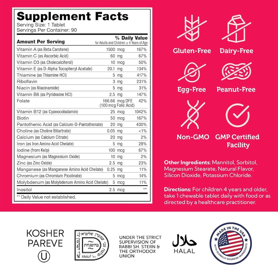 image 1 of Junior Multi Vitamin, 20+ Minerals & Vitamins, Cherry Flavor, 90c