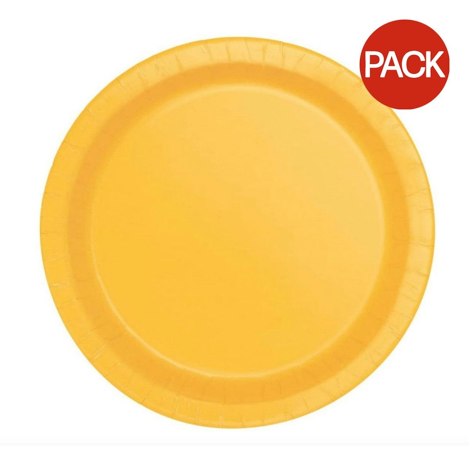 Unique Party Round Dessert Plate (Pack of 20) - Yellow - One Size