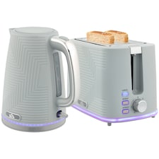 HOMCOM Rapid Boil Kettle and Toaster Set Crumb Tray, 1.7L 3000W | Grey