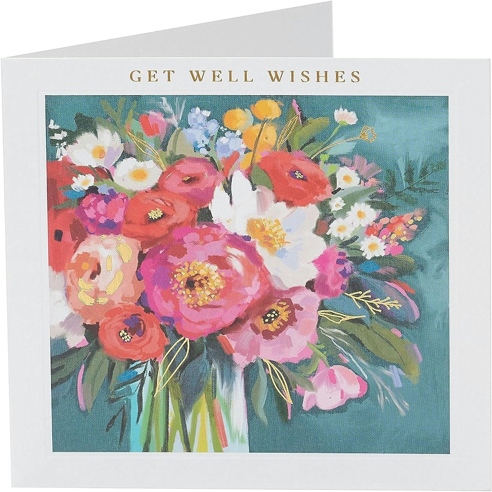 image 1 of Floral Painted Design Get Well Soon Blank Card