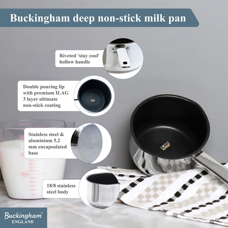 image 1 of Buckingham 5pc Stainless Cookware Set Non-Stick Induction Fry & Saucepans