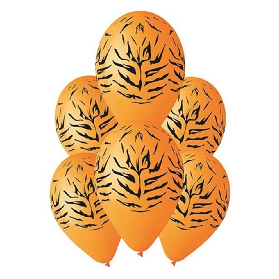 image 1 of Tiger Stripes Orange Latex Balloons 33cm / 13 in - Pack of 6