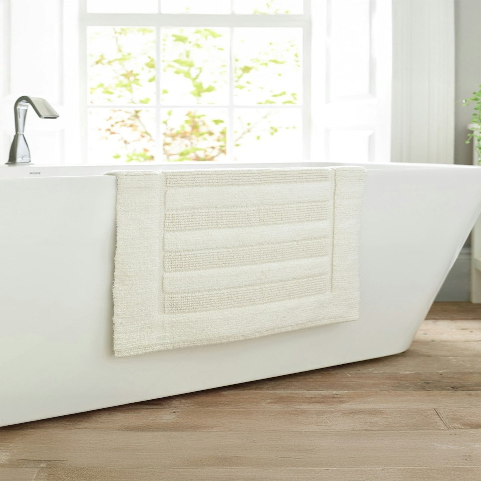 image 1 of Bliss Pima 100% Cotton Bath Mat 50x80cm – Ultra-Soft 1600GSM Luxury Bathroom Rug Cream | 50 x 80cm