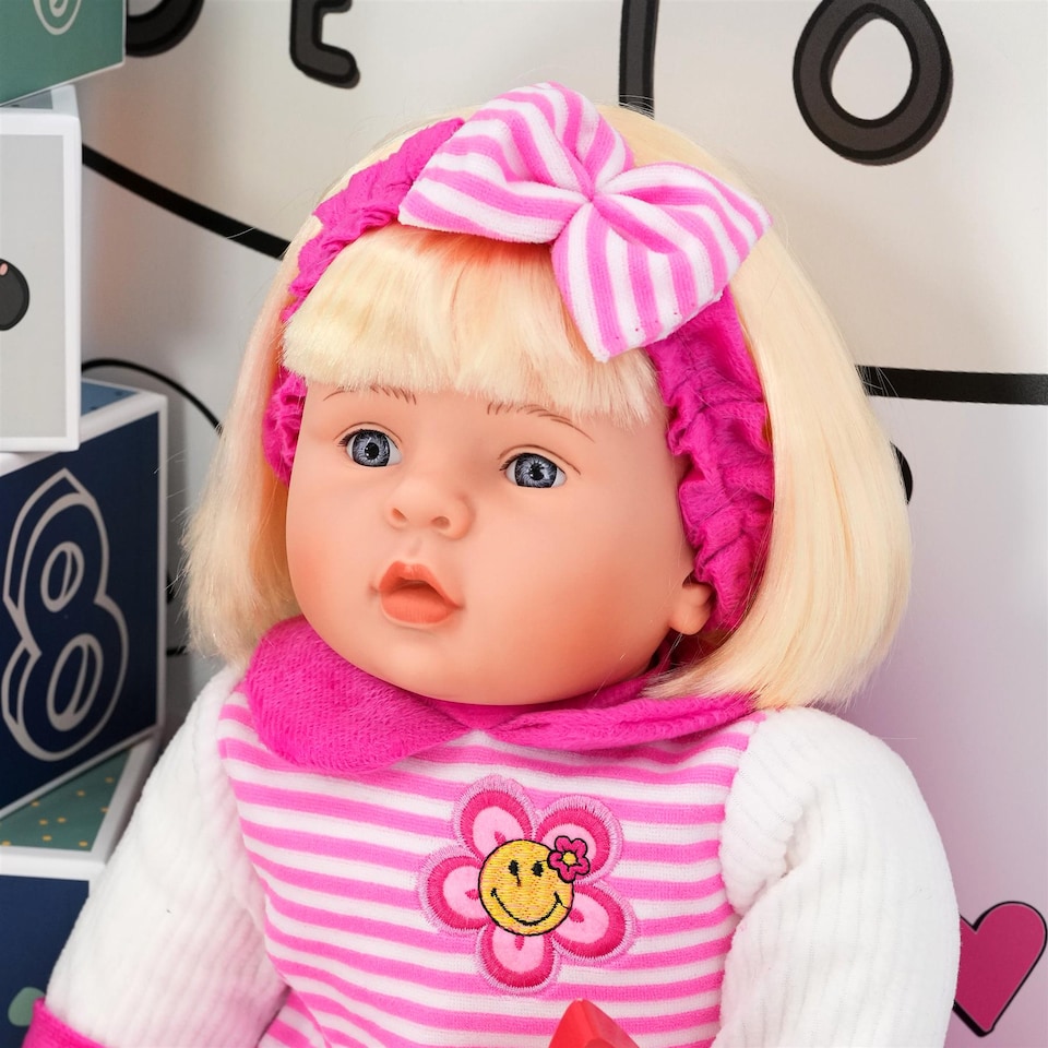 image 1 of BiBi Doll 24" Chubby Baby Doll Girl with Hair & Sounds