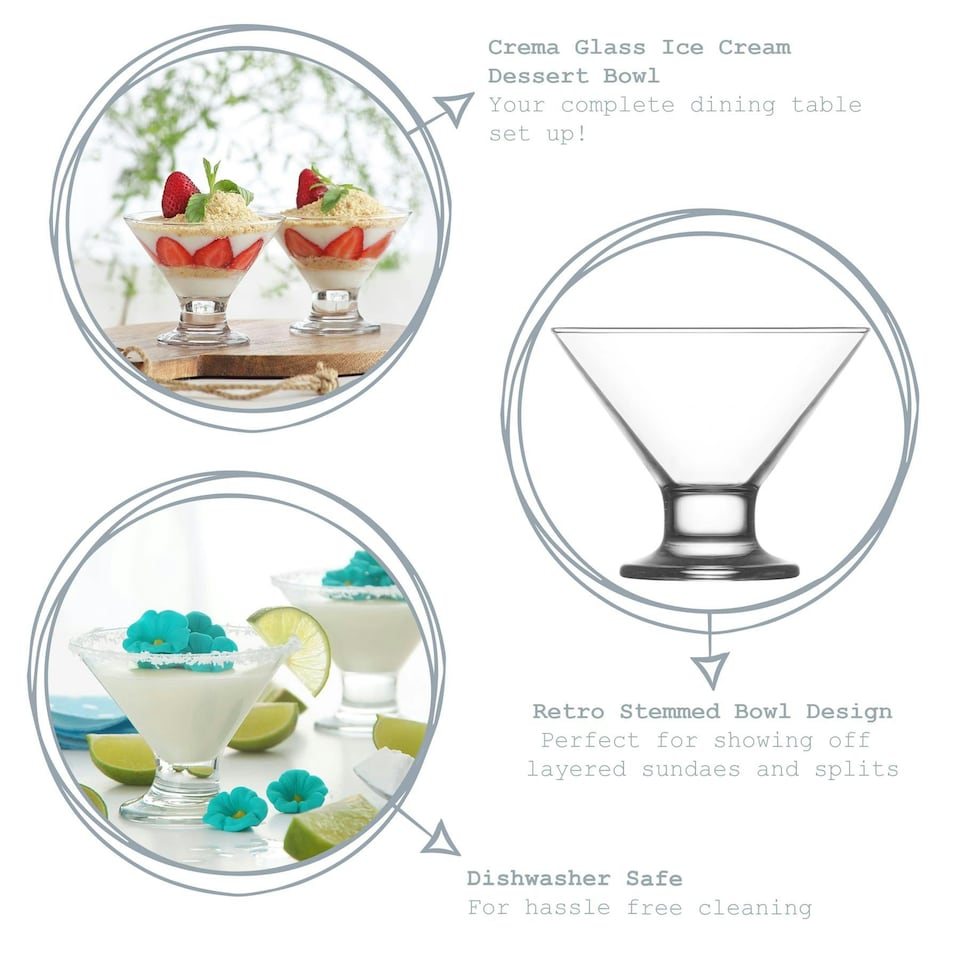 image 1 of LAV Crema Ice Cream Bowls - 11cm - Clear - Pack of 6 Clear