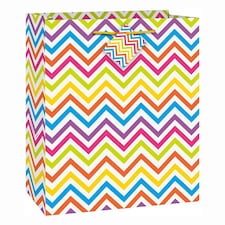 Unique Party Chevron Gift Bag - Rainbow - 23cm x 18cm