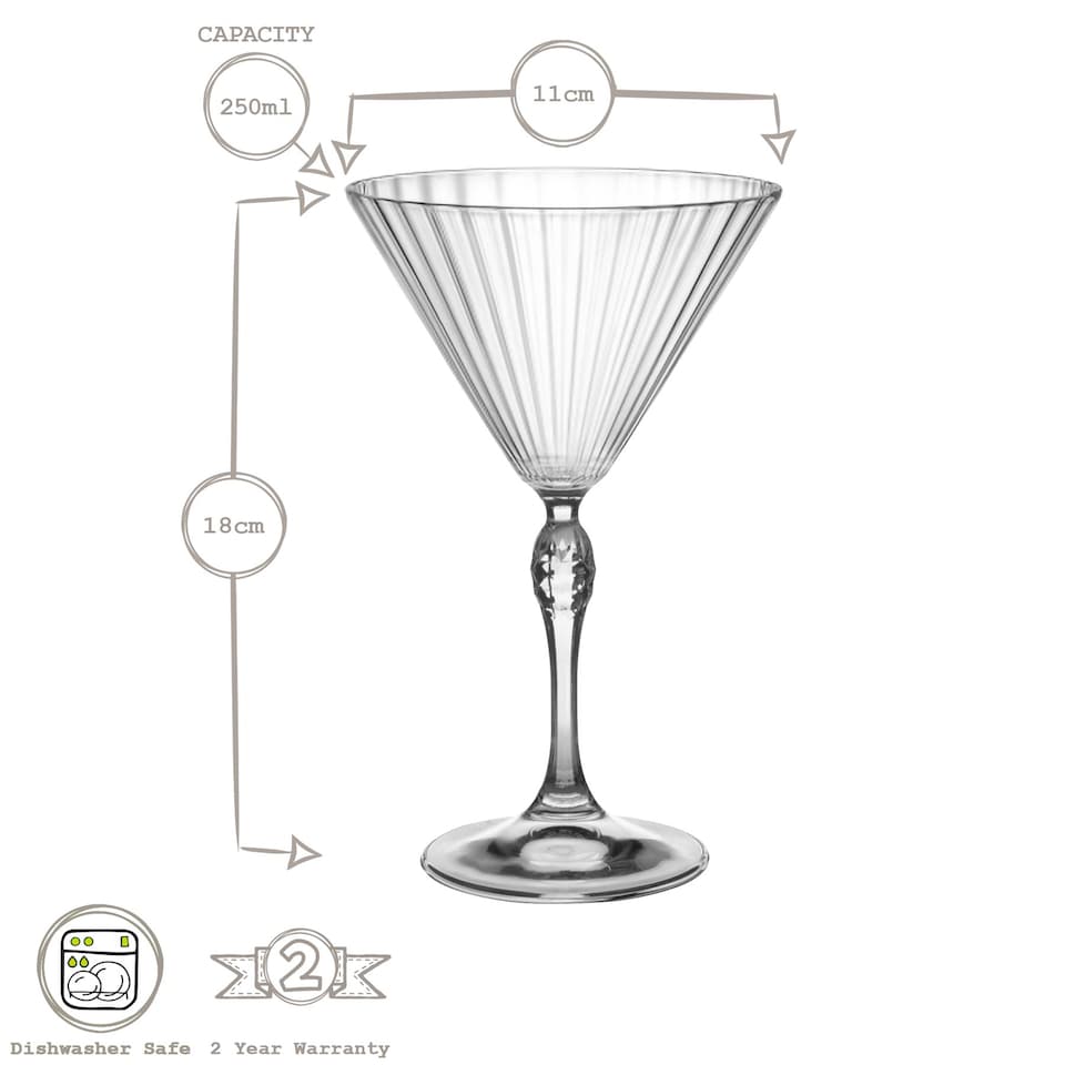 image 1 of Bormioli Rocco America '20s Martini Glasses - 250ml - Clear - Pack of 6