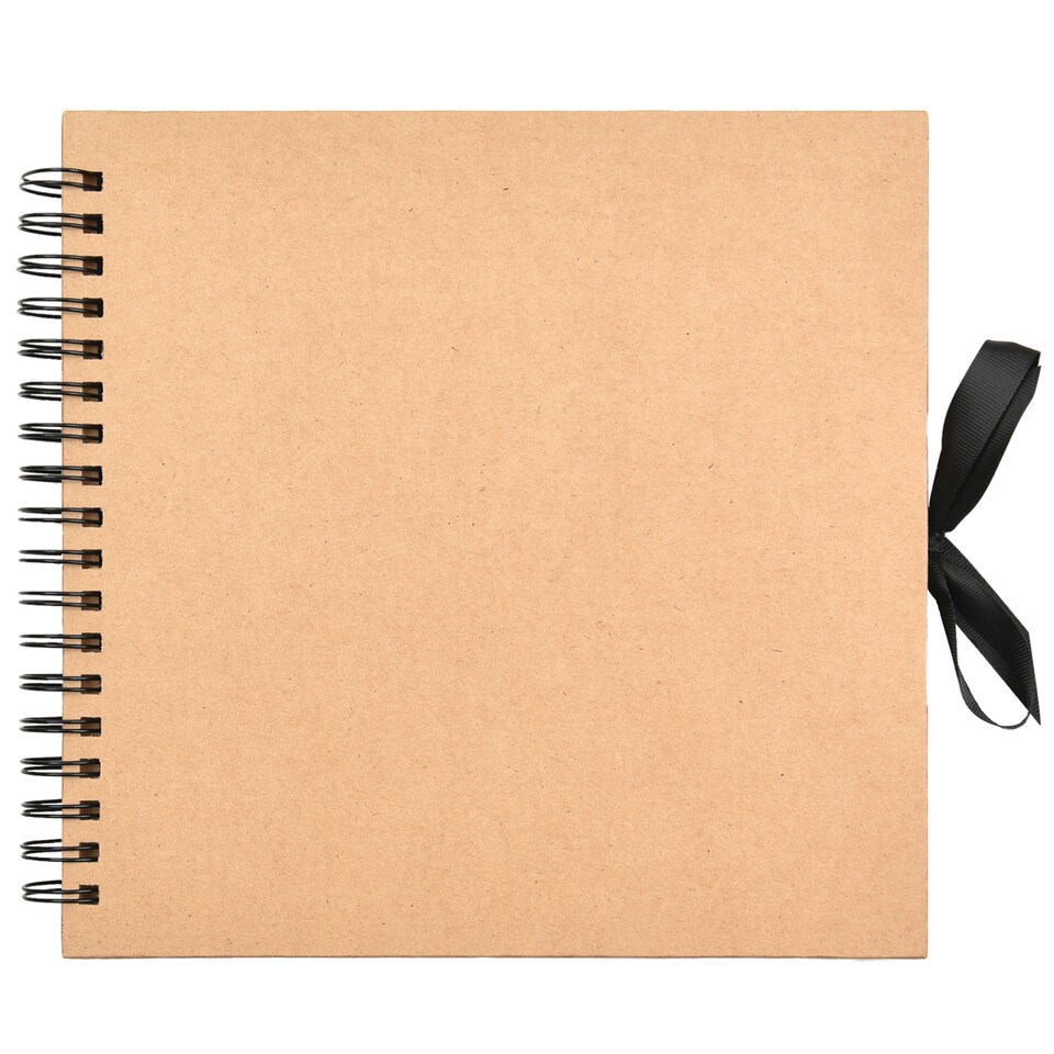 image 1 of ARPAN Spiral Bound Scrapbook Album – 50 Sheets / 100 Pages, 200 GSM Thick Paper – DIY Photo Album Memory Book with Ribbon Closure (26 x 25.5 cm) for Wedding, Baby, Travel, Artwork & Scrapbooking