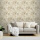 image 2 of Rasch Paradise Palm Leaf Heavyweight Vinyl Textured Wallpaper - Gold/Cream - 10m x 53cm Gold