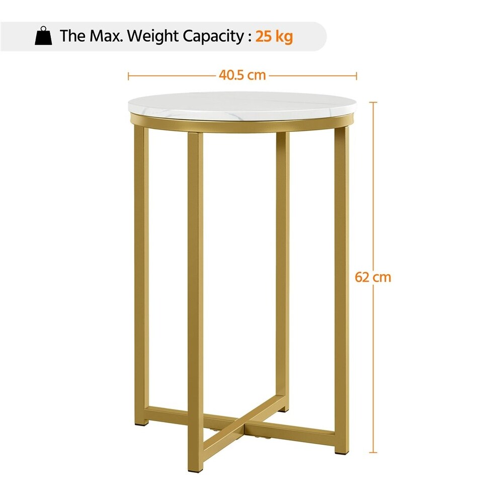 image 1 of Yaheetech Faux Marble Accent Table Antique Gold