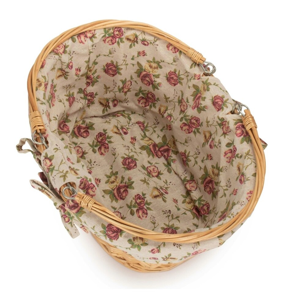 image 1 of Medium Swing Handle Shopping Basket with Lining Multi | Garden Rose | M