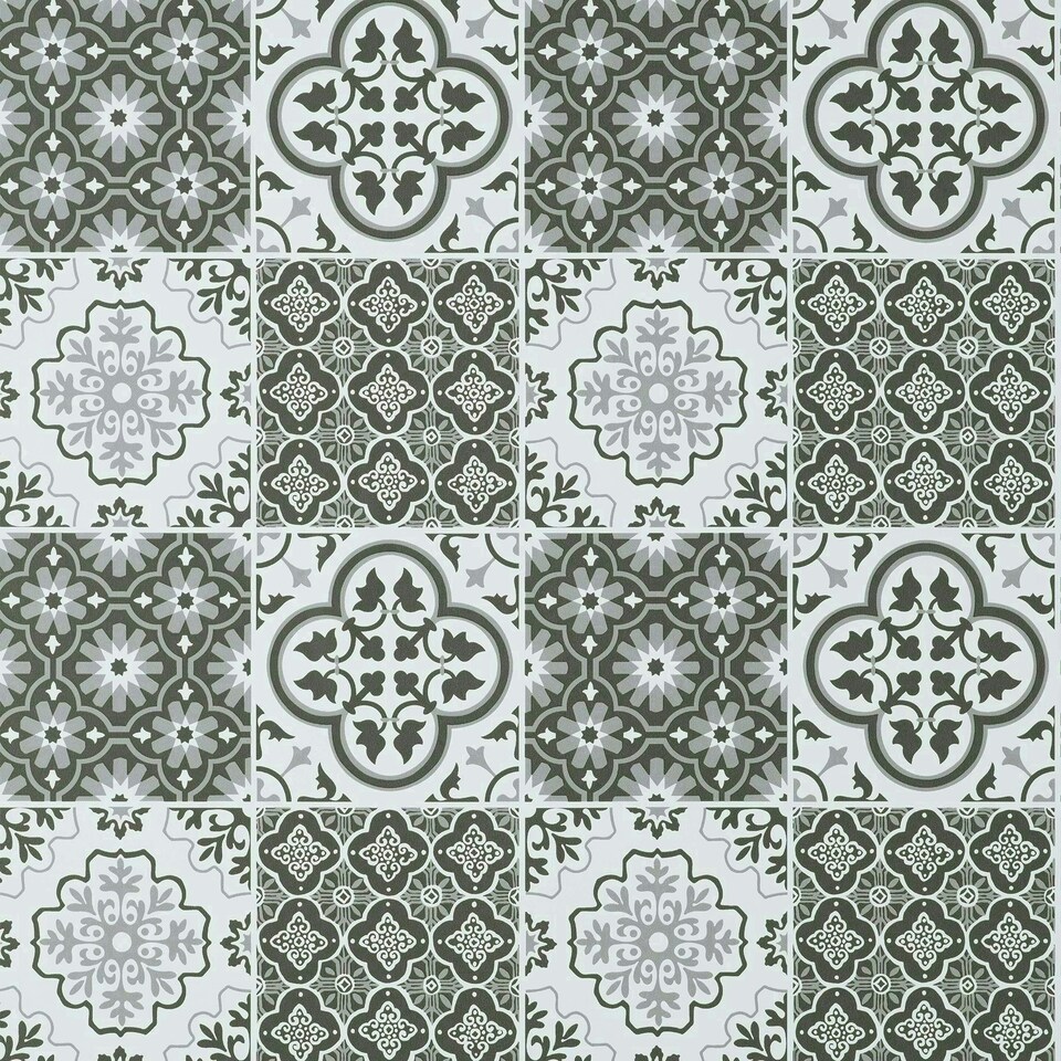 image 1 of NuWallpaper NHS4773 Lisbon Tile Peel & Stick Wallpaper, Charcoal Multi