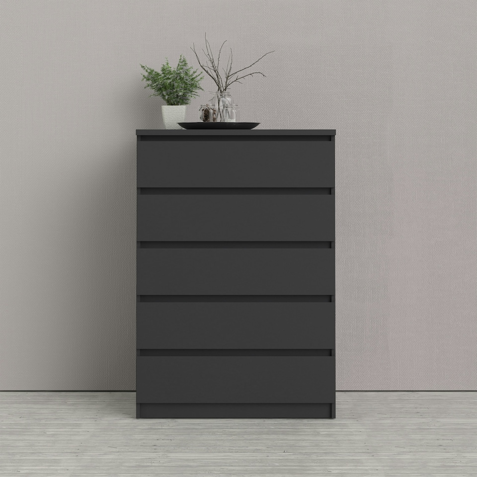 image 1 of Naia Chest of 5 Drawers in Black Matt