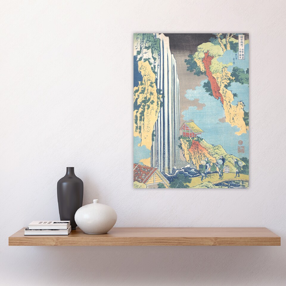 image 1 of Ono Waterfall On The Kisokaido Vintage Wall Art Print Hokusai 18x24"