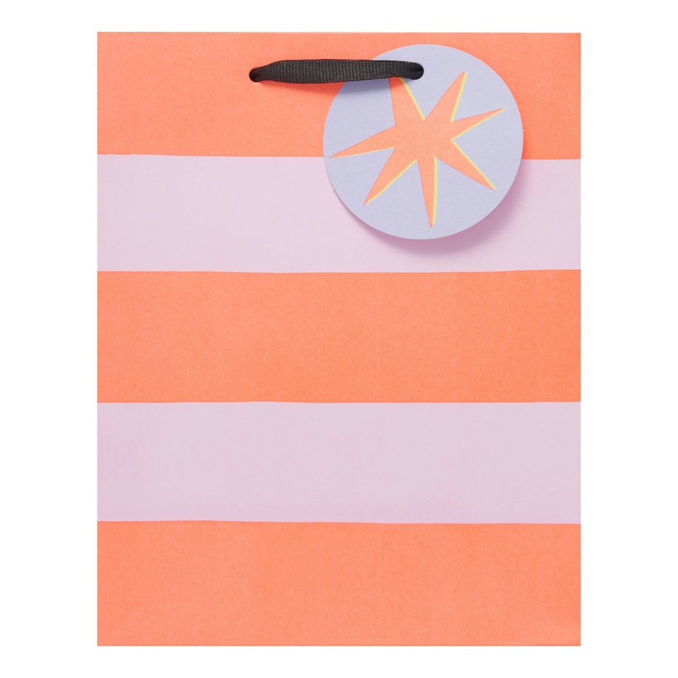 image 1 of Multipack of 3 Medium Gift Bags | Party Bags for Presents | Birthdays/Thank You | For Her/Friend | Stripe Design Orange