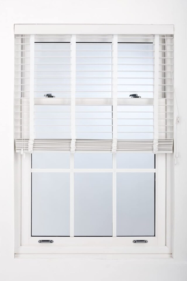 image 1 of Faux Wood Venetian Blind with Tape 210cm Wide x 210cm Drop | 50mm Slat | White | White
