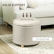 image 6 of HOMCOM 45cm Round Storage Ottoman, Teddy Fleece Footstool with Removable Lid and Wood Legs, Button Tufted Vanity Stool for Living Room Bedroom Hallway, Cream White | Cream