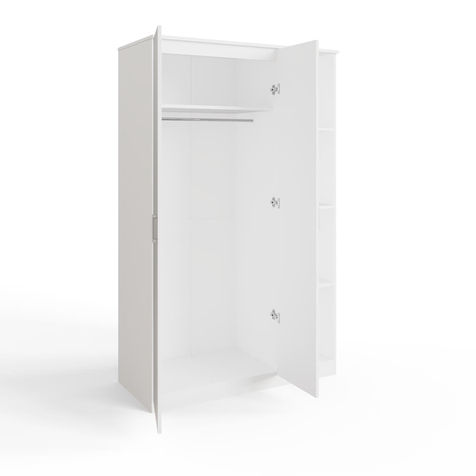 image 1 of Bailey 2 Door 4 Shelf Wardrobe | White | White