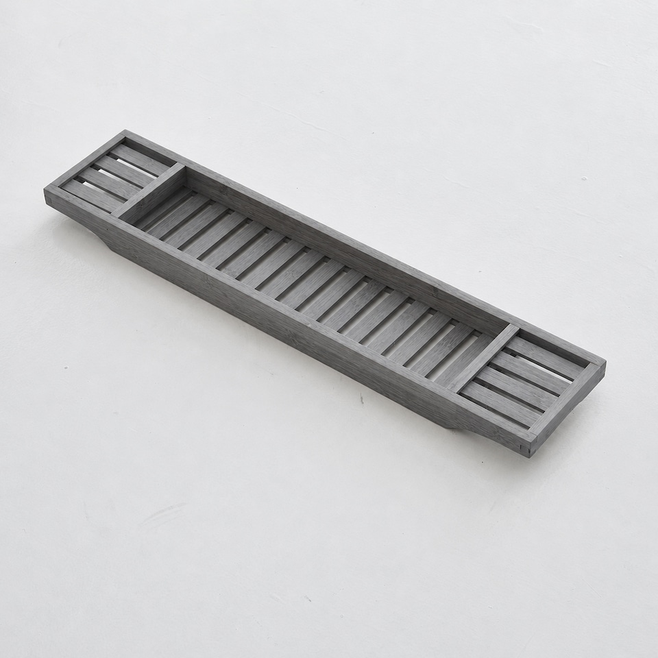 image 1 of Bamboo Bath Tray Bathtub Shelf Wine Soap Holder Rack Bath Caddy
