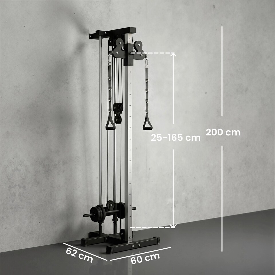 image 1 of SPORTNOW Wall Mount Cable Station with 15 Positions Adjustable Dual Pulleys