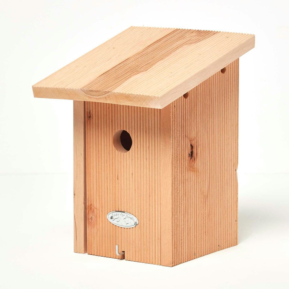 image 1 of Homescapes Real Wood Blue Tit Bird Box House Multi