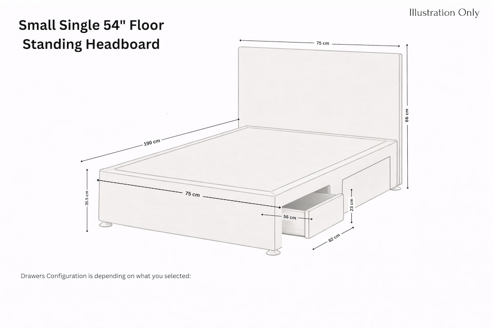 image 1 of Sloomy Mayfair Pebble Plush Divan Bed Base 2 Drawers Same Side With 54 Inch Floor Standing Headboard | Brown | Pebble | Small Single | 1