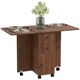 image 1 of HOMCOM Folding Dining Table, Drop Leaf Table With Drawers Distressed Brown