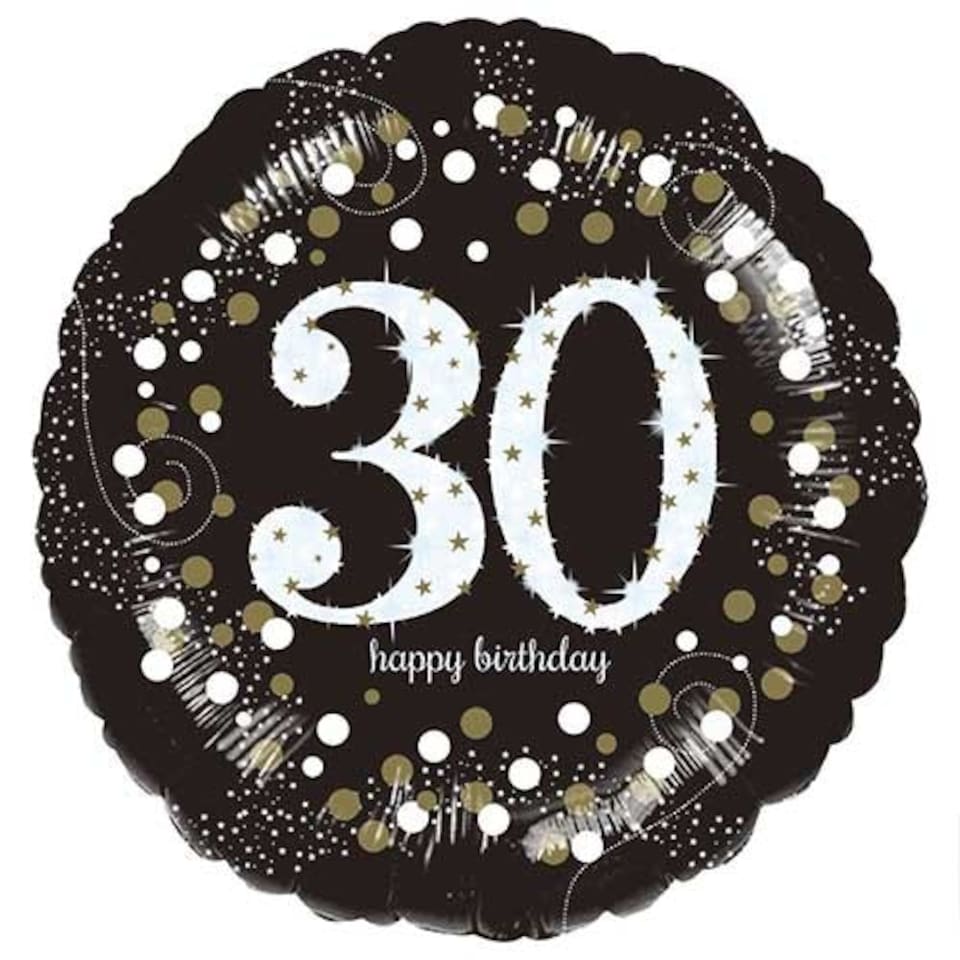 image 1 of Sparkling Celebration 30th Birthday Round Foil Helium Balloon 46cm / 18 in