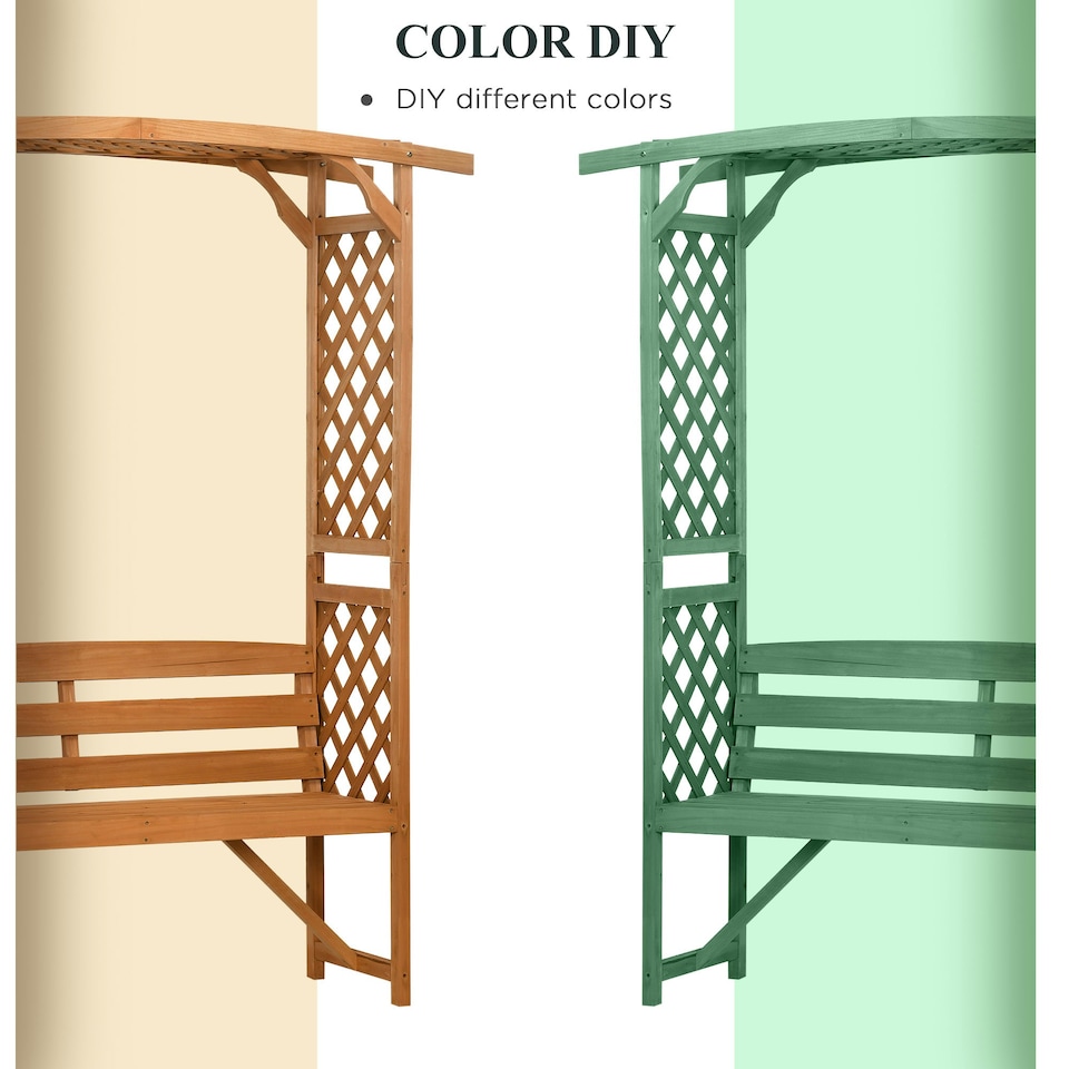 image 1 of Outsunny Arch Pergola Garden Bench, Wooden Garden Arbour with Seat, Brown