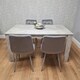 image 4 of Dining Table with 4 Grey Velvet Chairs Stone Grey Effect Wood Table Set for Dining Room Grey